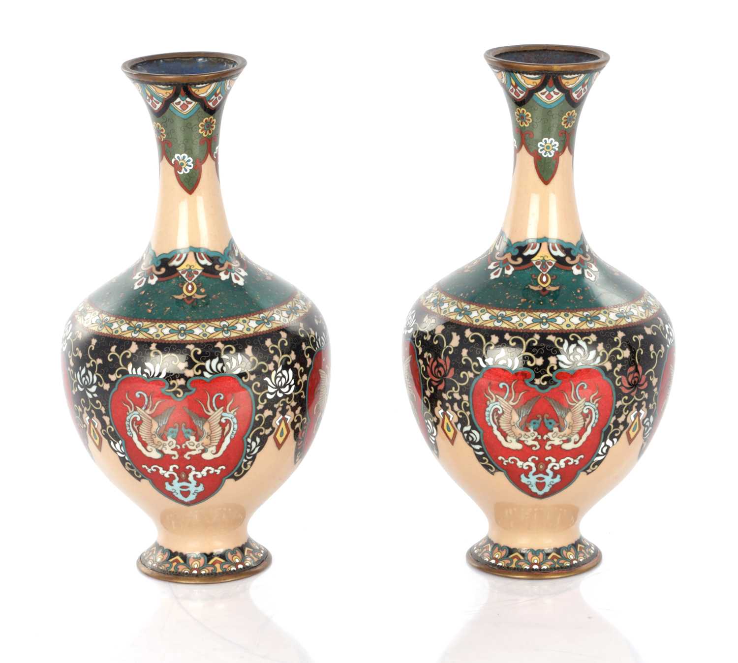 Lot 578 - A PAIR OF JAPANESE MEIJI PERIOD CLOISONNE VASES