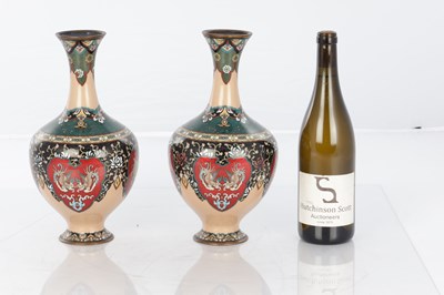 Lot 578 - A PAIR OF JAPANESE MEIJI PERIOD CLOISONNE VASES
