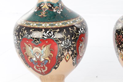 Lot 578 - A PAIR OF JAPANESE MEIJI PERIOD CLOISONNE VASES