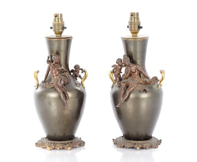 Lot 768 - A PAIR OF 19TH CENTURY FRENCH BRONZE LAMPS