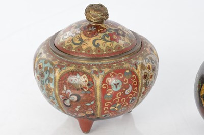 Lot 524 - TWO JAPANESE MEIJI PERIOD CLOISONNE VASES AND COVERS