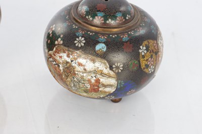 Lot 524 - TWO JAPANESE MEIJI PERIOD CLOISONNE VASES AND COVERS