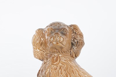 Lot 71 - A PAIR OF 19TH CENTURY STAFFORDSHIRE SPANIELS BY S & H BRIDDON, BRAMPTON