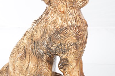 Lot 71 - A PAIR OF 19TH CENTURY STAFFORDSHIRE SPANIELS BY S & H BRIDDON, BRAMPTON