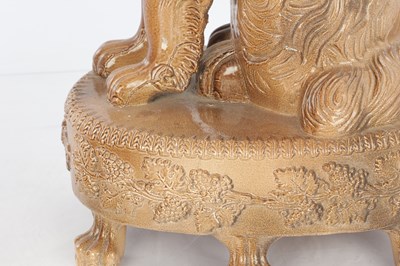 Lot 71 - A PAIR OF 19TH CENTURY STAFFORDSHIRE SPANIELS BY S & H BRIDDON, BRAMPTON
