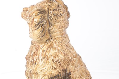Lot 71 - A PAIR OF 19TH CENTURY STAFFORDSHIRE SPANIELS BY S & H BRIDDON, BRAMPTON