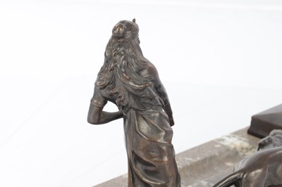 Lot 897 - A 19TH CENTURY FRENCH BRONZE AND MARBLE FIGURAL INK STAND