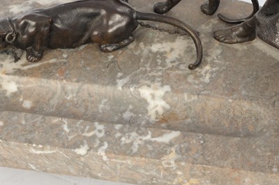 Lot 897 - A 19TH CENTURY FRENCH BRONZE AND MARBLE FIGURAL INK STAND