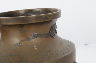 Lot 576 - A JAPANESE MEIJI PERIOD BRONZE AND MIXED METAL GARNITURE