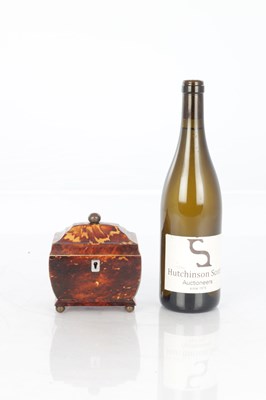 Lot 986 - A 19TH CENTURY TORTOISESHELL TEA CADDY OF SMALL SIZE