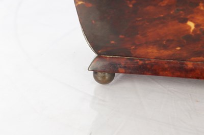 Lot 986 - A 19TH CENTURY TORTOISESHELL TEA CADDY OF SMALL SIZE