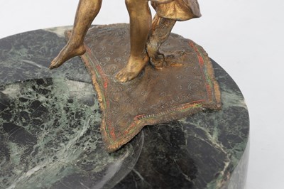 Lot 970 - FRANZ BERGMANN, A 19TH CENTURY AUSTRIAN COLD-PAINTED EROTIC FIGURAL BRONZE AND ANTICO VERDE MARBLE PIN TRAY