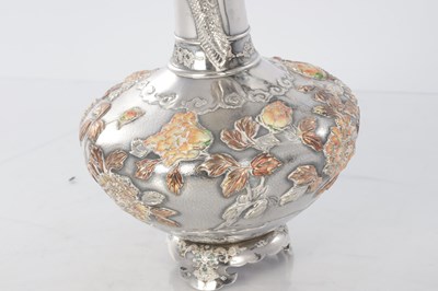 Lot 316 - A JAPANESE MEIJI PERIOD SILVER AND ENAMEL VASE