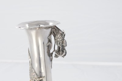 Lot 316 - A JAPANESE MEIJI PERIOD SILVER AND ENAMEL VASE