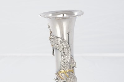 Lot 316 - A JAPANESE MEIJI PERIOD SILVER AND ENAMEL VASE