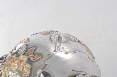 Lot 316 - A JAPANESE MEIJI PERIOD SILVER AND ENAMEL VASE