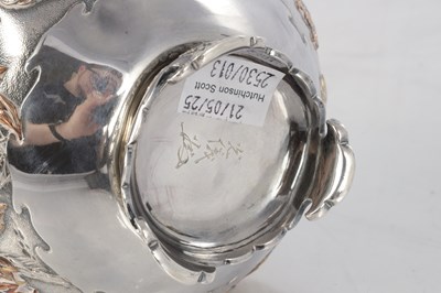 Lot 316 - A JAPANESE MEIJI PERIOD SILVER AND ENAMEL VASE