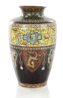 Lot 361 - A FINE JAPANESE MEIJI PERIOD CLOISONNE ENAMEL VASE BY INABA