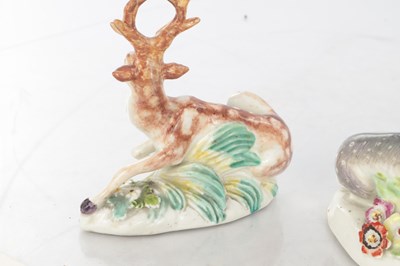 Lot 27 - TWO 18TH CENTURY DERBY STAG FIGURES