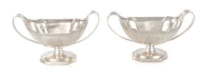 Lot 248 - A GOOD PAIR OF GEORGE III SILVER TWO HANDLED SAUCE BOATS