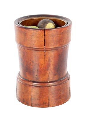 Lot 955 - A GOOD 18TH CENTURY LIGNUM VITAE TURNED MORTAR