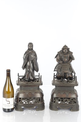 Lot 496 - A LARGE PAIR OF JAPANESE MEIJI PERIOD BRONZE FIGURES