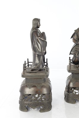 Lot 496 - A LARGE PAIR OF JAPANESE MEIJI PERIOD BRONZE FIGURES
