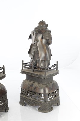 Lot 496 - A LARGE PAIR OF JAPANESE MEIJI PERIOD BRONZE FIGURES