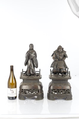 Lot 496 - A LARGE PAIR OF JAPANESE MEIJI PERIOD BRONZE FIGURES