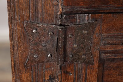 Lot 1578 - A 17TH CENTURY WESTMORLAND CARVED OAK DATED COURT CUPBOARD