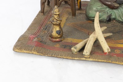 Lot 947 - IN THE MANNER OF FRANZ BERGMANN. A COLD-PAINTED BRONZED FIGURAL SCULPTURE