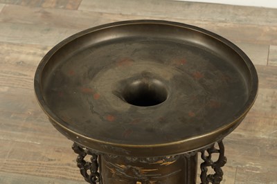 Lot 475 - A LARGE AND IMPRESSIVE PAIR OF JAPANESE MEIJI PERIOD BRONZE SECTIONAL VASES