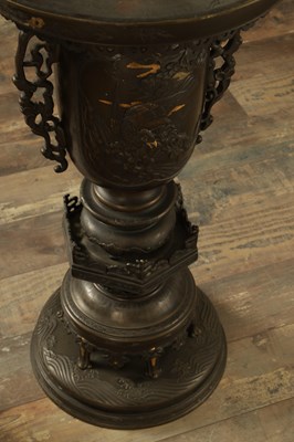 Lot 475 - A LARGE AND IMPRESSIVE PAIR OF JAPANESE MEIJI PERIOD BRONZE SECTIONAL VASES