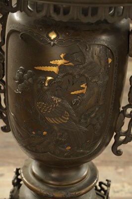Lot 475 - A LARGE AND IMPRESSIVE PAIR OF JAPANESE MEIJI PERIOD BRONZE SECTIONAL VASES