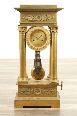 Lot 1433 - A LARGE EARLY 19TH CENTURY FRENCH MUSICAL ORMOLU PORTICO CLOCK