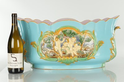 Lot 37 - A LARGE 19TH CENTURY MINTON MAJOLICA CERAMIC JARDINIERE