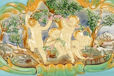 Lot 37 - A LARGE 19TH CENTURY MINTON MAJOLICA CERAMIC JARDINIERE