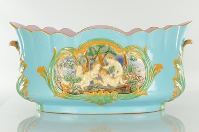 Lot 37 - A LARGE 19TH CENTURY MINTON MAJOLICA CERAMIC JARDINIERE