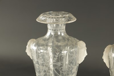 Lot 7 - A FINE PAIR OF 19TH CENTURY CLEAR BOHEMIAN GLASS VASES