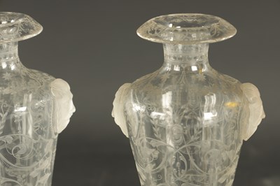 Lot 7 - A FINE PAIR OF 19TH CENTURY CLEAR BOHEMIAN GLASS VASES