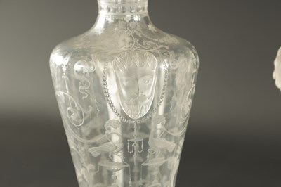Lot 7 - A FINE PAIR OF 19TH CENTURY CLEAR BOHEMIAN GLASS VASES