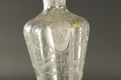 Lot 7 - A FINE PAIR OF 19TH CENTURY CLEAR BOHEMIAN GLASS VASES