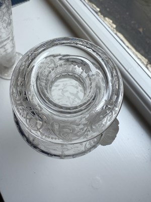 Lot 7 - A FINE PAIR OF 19TH CENTURY CLEAR BOHEMIAN GLASS VASES