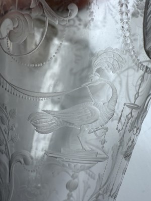 Lot 7 - A FINE PAIR OF 19TH CENTURY CLEAR BOHEMIAN GLASS VASES