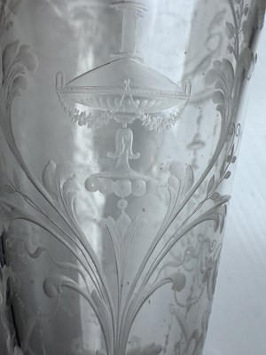 Lot 7 - A FINE PAIR OF 19TH CENTURY CLEAR BOHEMIAN GLASS VASES