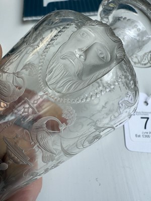 Lot 7 - A FINE PAIR OF 19TH CENTURY CLEAR BOHEMIAN GLASS VASES