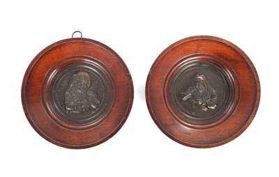 Lot 1034 - A PAIR OF 19TH CENTURY BRONZE HANGING PLAQUES