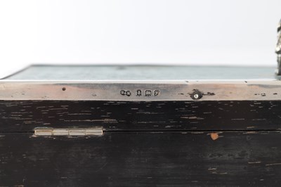 Lot 183 - A 1930’S SILVER AND EBONY VENEERED GOLFER CIGARETTE BOX