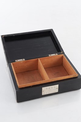 Lot 183 - A 1930’S SILVER AND EBONY VENEERED GOLFER CIGARETTE BOX