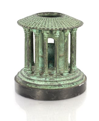 Lot 916 - A REGENCY STYLE BRONZE GRAND TOUR ROMAN INCENSE BURNER OF THE TEMPLE OF HERCULES VICTOR